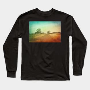 Country Road In Winter Textured Photograph Long Sleeve T-Shirt